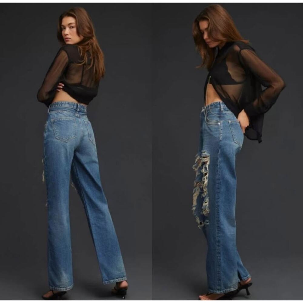 Pilcro (Anthropologie) distressed wide leg jeans - Picture 7 of 8